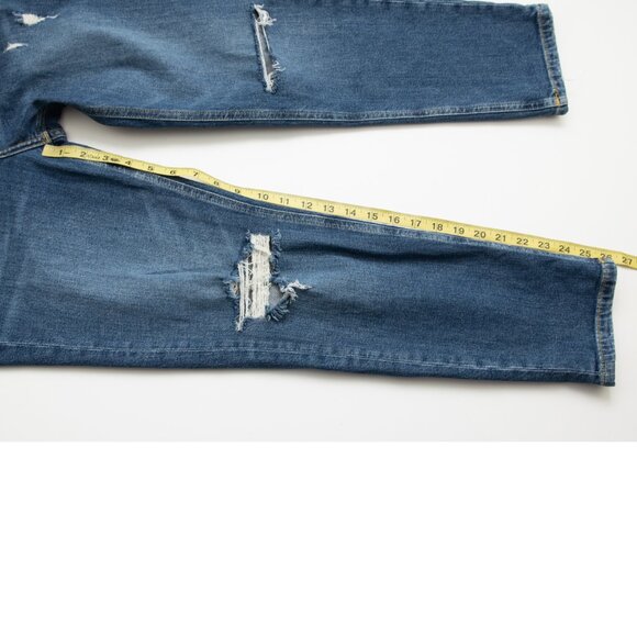 Anthropologie Pilcro Jeans Distressed V-Stitch Yoke Denim Blue Size 28 - Picture 8 of 8